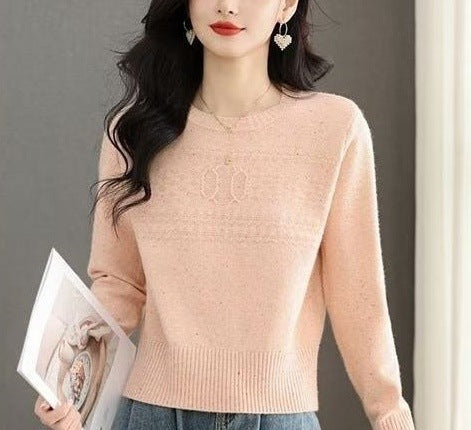 Damen modischer Strickpullover mit feinem Zopfmuster Drune