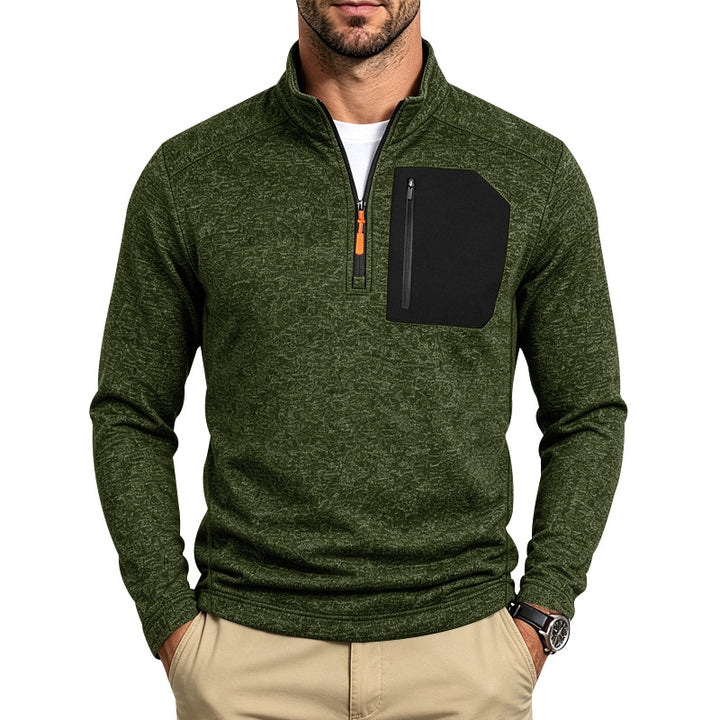 Herren Thermo-Halbzip-Pullover mit Brust-Reißverschlusstasche und Stehkragen Drune