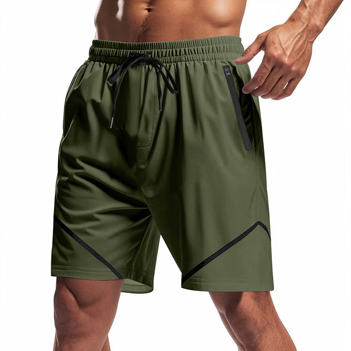 Herren nan atmungsaktive Trainingsshorts mit Reißverschlusstaschen und elastischem Tunnelzugbund Drune
