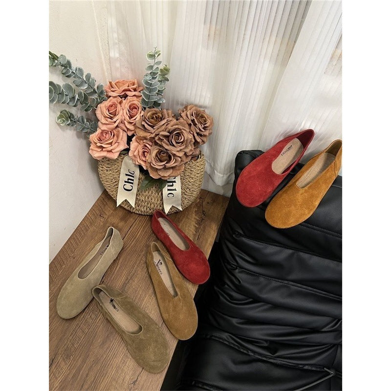 Damen elegante Slipper aus weichem Veloursleder Drune
