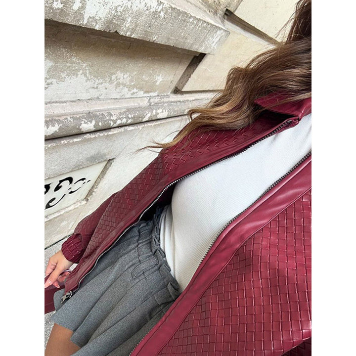 Damen Kunstlederjacke im modernen Oversized-Stil Drune