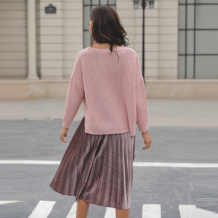 Damen Strukturierter Strickpullover mit weitem Schnitt Drune
