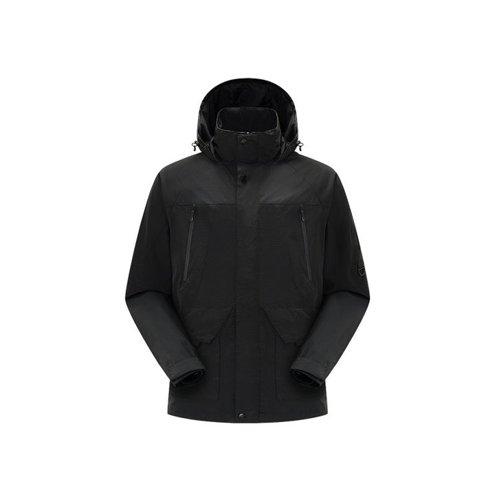 Herren Technische wasserdichte Outdoorjacke mit Kapuze, verschweißten Nähten und verdeckten Reißverschlüssen Drune