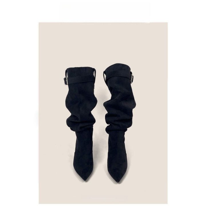 Damen Slouch-Stiefel mit spitz zulaufender Zehenpartie und schmalem Stiletto-Absatz Drune