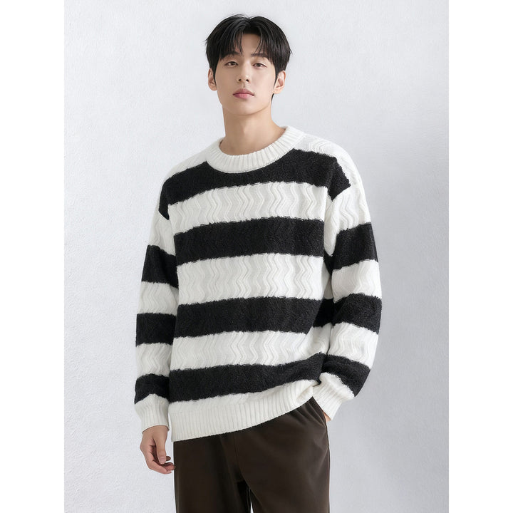 Herren Grobstrickpullover mit Wellenmuster Drune