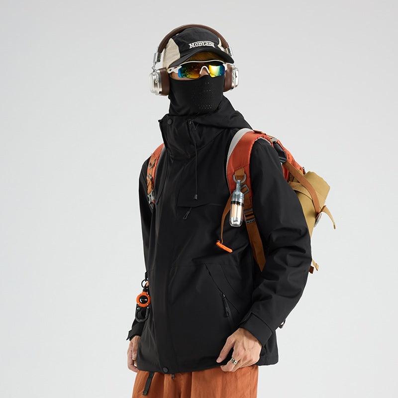 Herren Wasserdichte und atmungsaktive Ski‑ und Snowboardjacke mit Kapuze, Multi‑Taschen & Thermoversiegelung Drune
