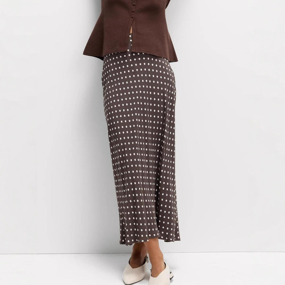 Damen Fließender Maxirock mit Polka-Dots Drune