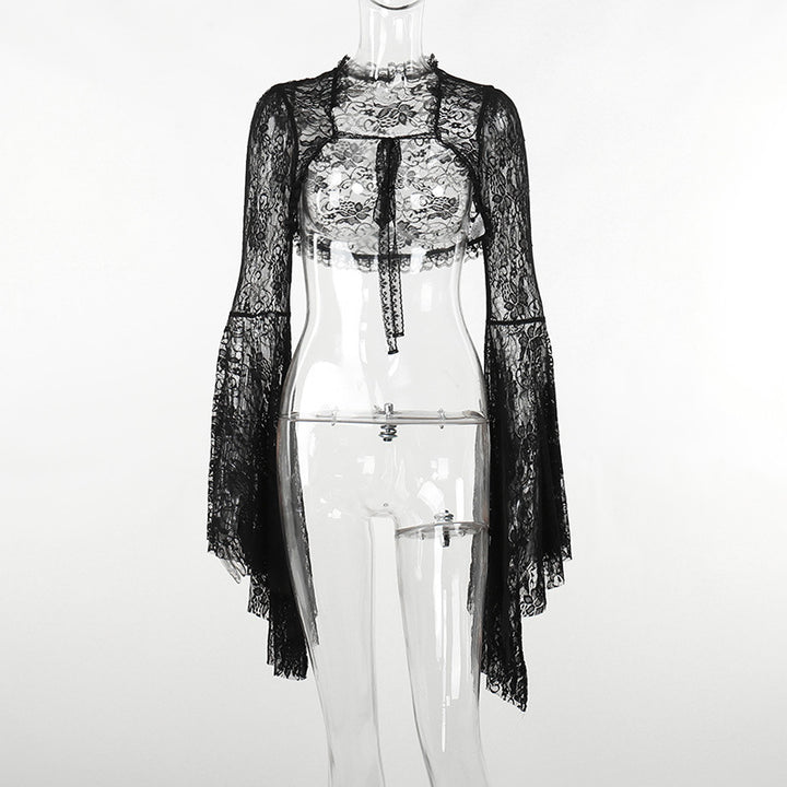 Damen figurbetonte Bluse mit Rüschendetails und Schnürung Drune