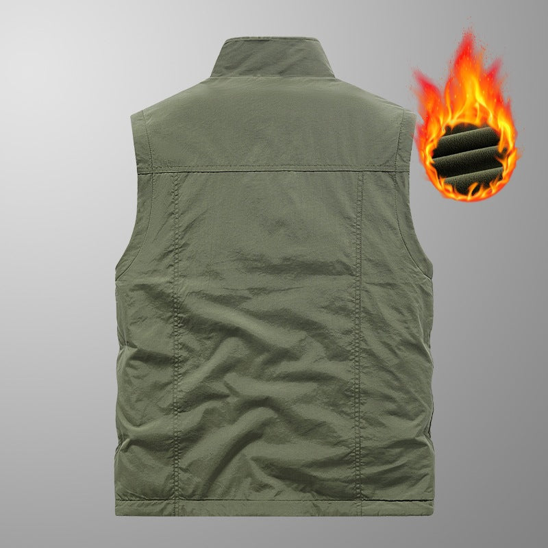 Herren Utility‑Weste mit Multi‑Taschen, Stehkragen & atmungsaktivem Mesh‑Futter Drune