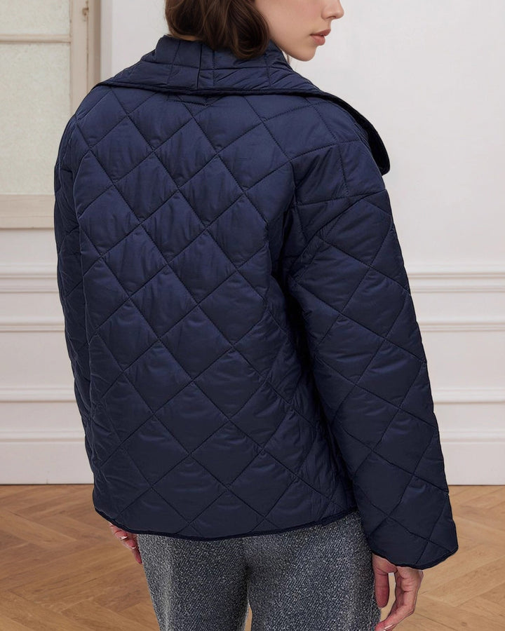 Drune | Diamantsteppung Gekürzte Große Revers Baumwolljacke