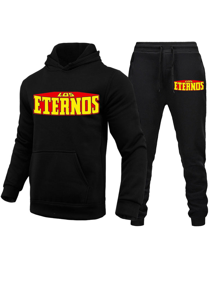Herren Sportliches Hoodie- und Jogginghose-Set mit auffälligem Logo Drune