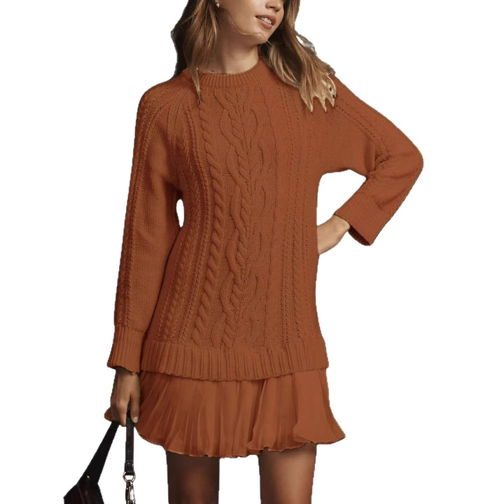 Damen nan Kabelstrick-Pullover mit Tunika-Schnitt, Zopfmuster und Rippbündchen Drune