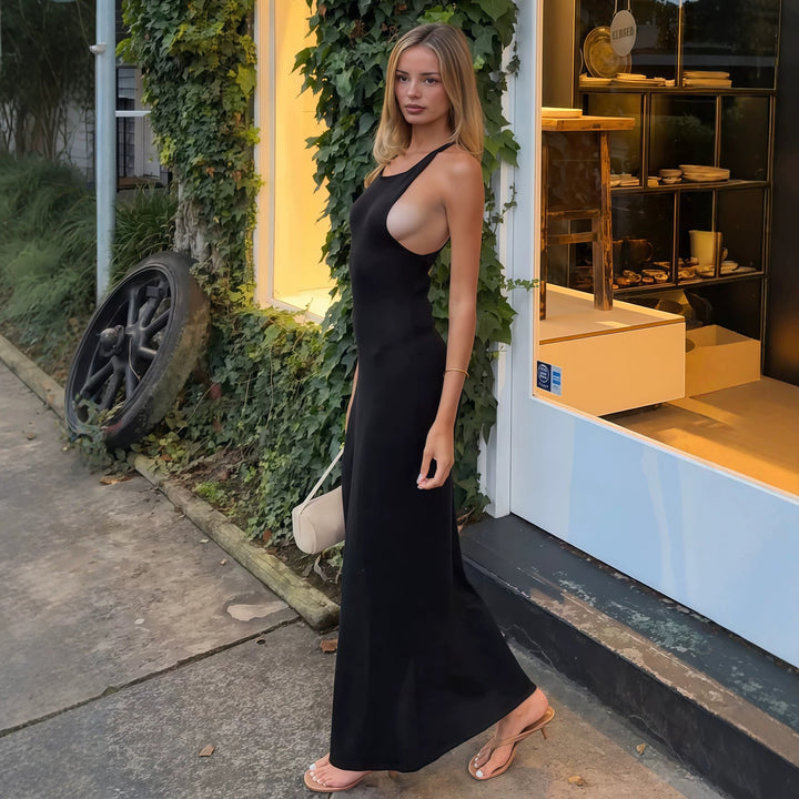 Damen figurbetontes Midikleid mit hohen Seitenschlitzen und Racerback Drune