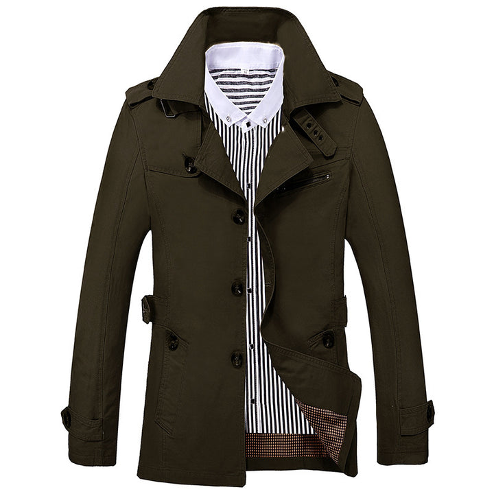 Herren leichter Baumwoll-Fieldcoat mit Hemdkragen, Epauletten und Brustreißverschluss Drune