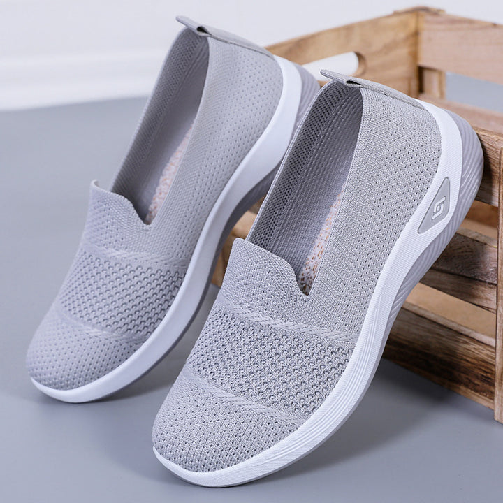 Damen nan gestrickter Slip-On Komfortsneaker mit sockenähnlicher Passform, atmungsaktivem Strickoberteil und stoßdämpfender EVA-Zwischensohle Drune