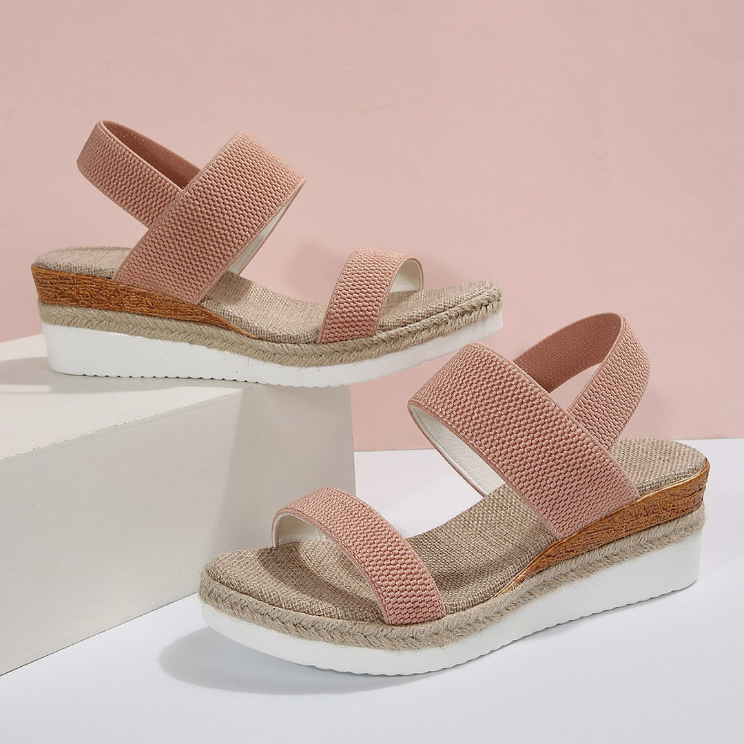 Damen Wedge-Sandalen mit geflochtener Jute-Optik und bequemer Sohle Drune
