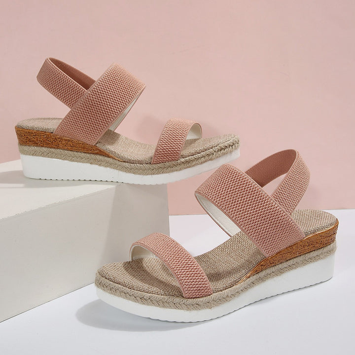 Damen Wedge-Sandalen mit geflochtener Jute-Optik und bequemer Sohle Drune