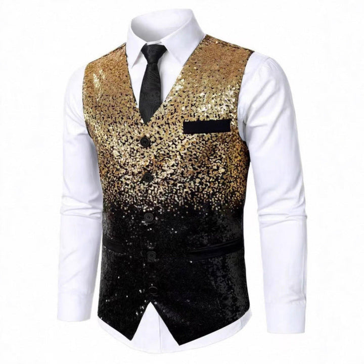 Herren Glitzernde Festtagsweste mit schimmerndem Paillettenmuster Drune