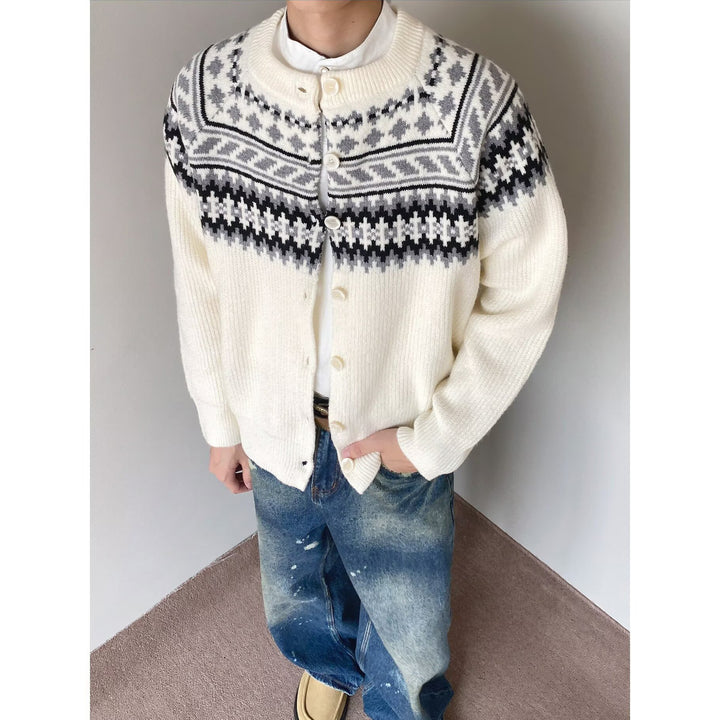 Herren Grobstrick Pullover mit geometrischem Muster Drune