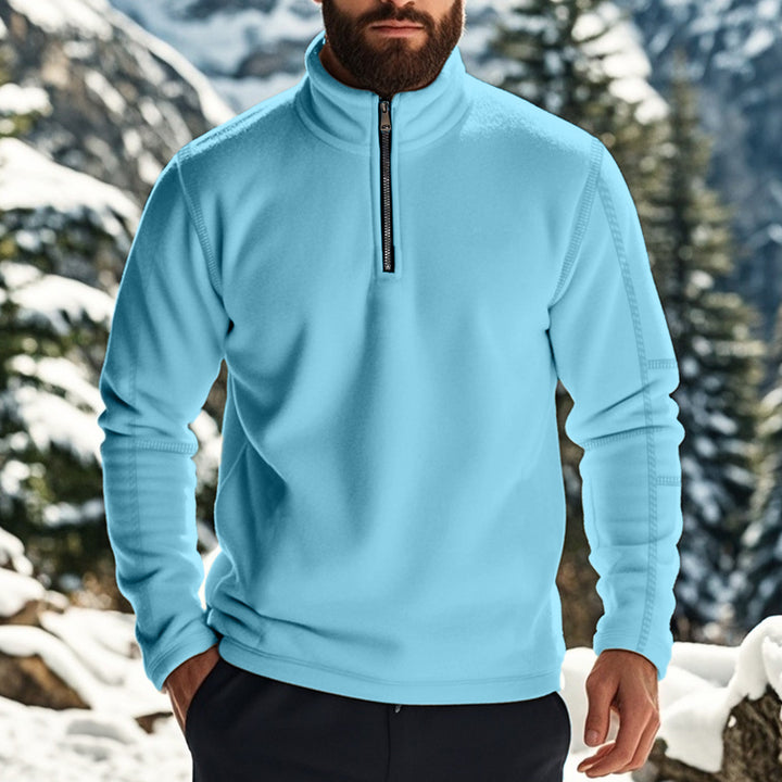 Herren kuscheliger Fleece-Pullover mit half-Zip und hohem Kragen Drune