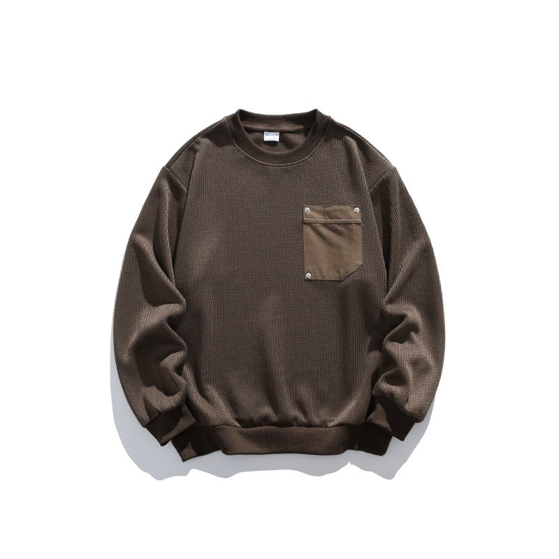 Unisex Waffelstruktur-Sweatshirt mit Brusttasche und elastischem Saum Drune