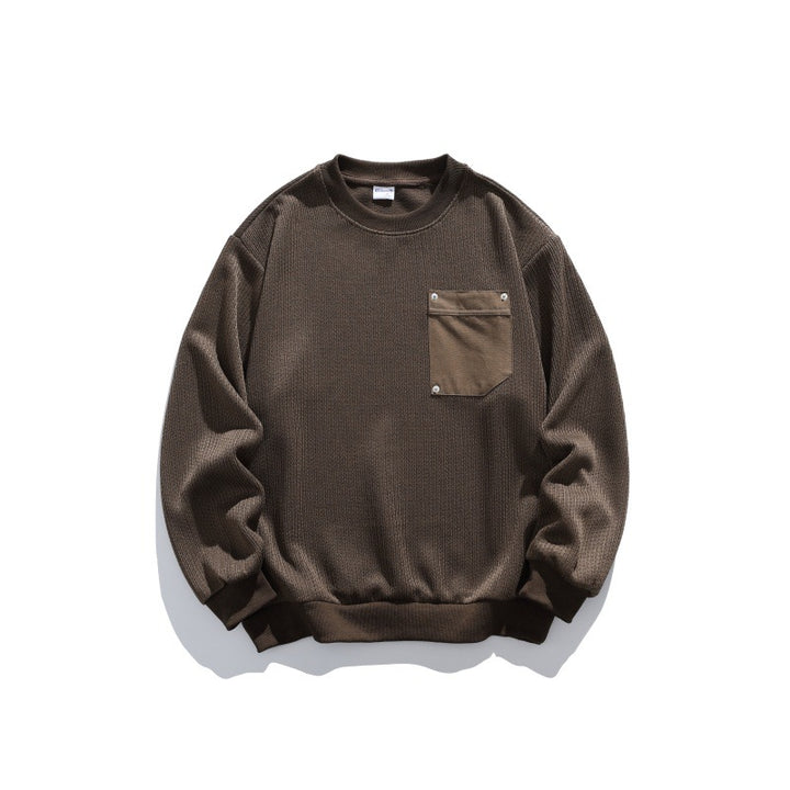 Unisex Waffelstruktur-Sweatshirt mit Brusttasche und elastischem Saum Drune