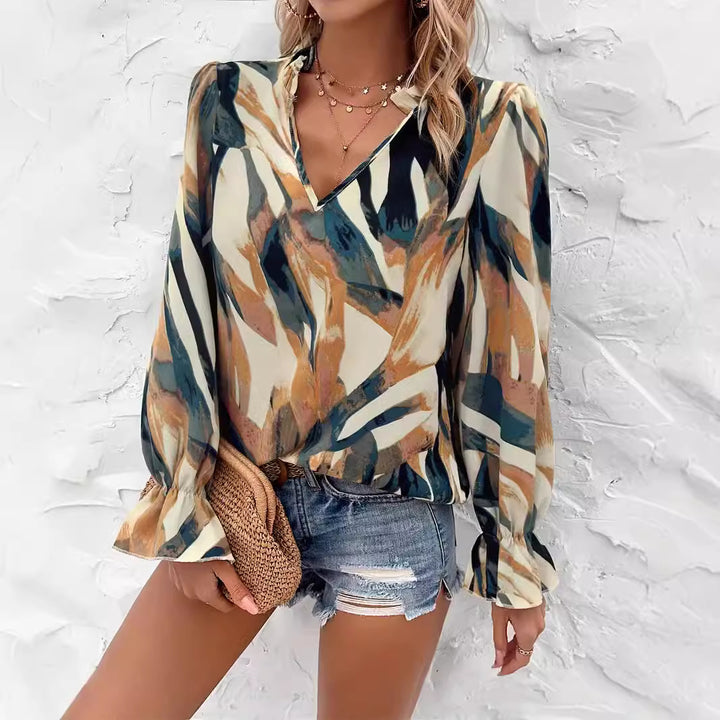 Damen Bluse mit modischem Farbmuster Drune