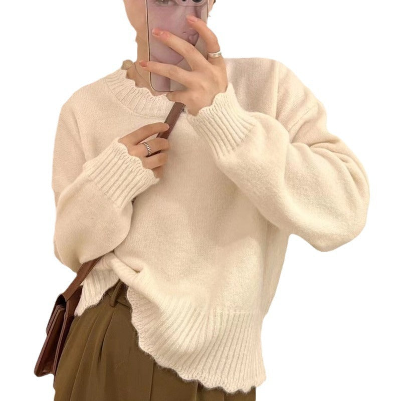 Damen kuscheliger Strickpullover mit lässigem Schnitt und Rippdetails Drune