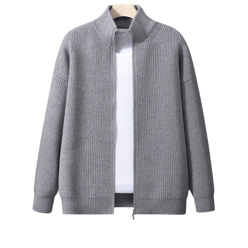Herren Stylische Strickjacke mit hohem Kragen und Reißverschluss Drune