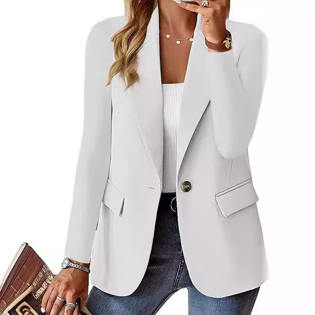 Damen Eleganter Casual Blazer mit Modernen Taschen und Dezentem Knopf Drune