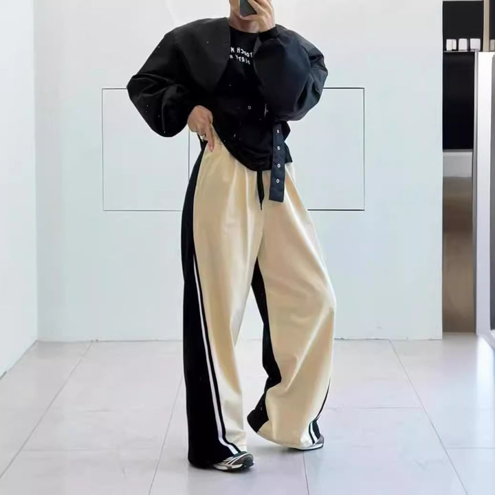 Unisex weite zweifarbige Jogginghose mit Seitenstreifen und Tunnelzug Drune