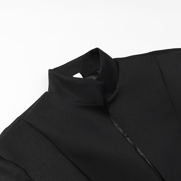 Herren Schmal geschnittener Sakko-Kurzblazer mit Stehkragen und minimalistischem Verschluss Drune