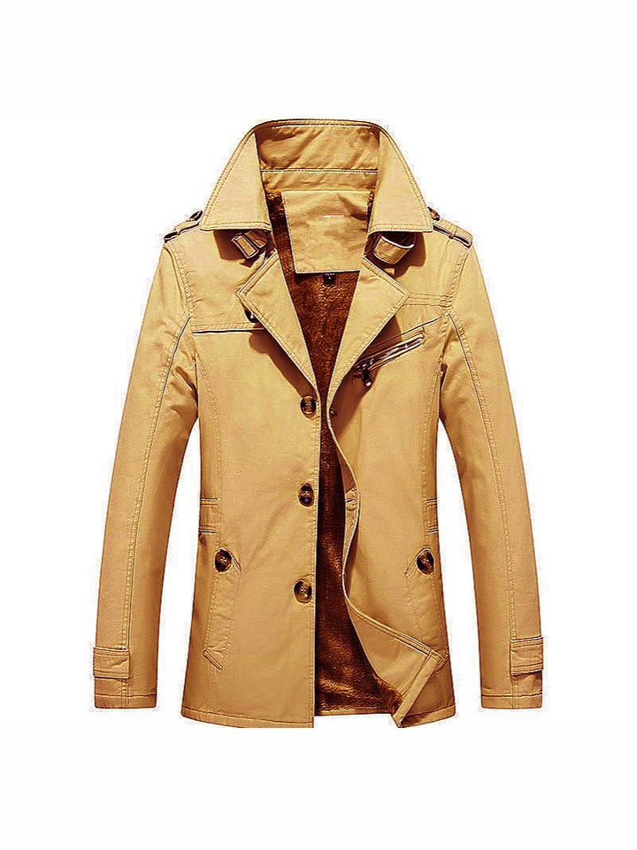 Herren Winterparka Manteljacke mit Teddyfutter, Stehkragen und Reißverschluss-Details Drune
