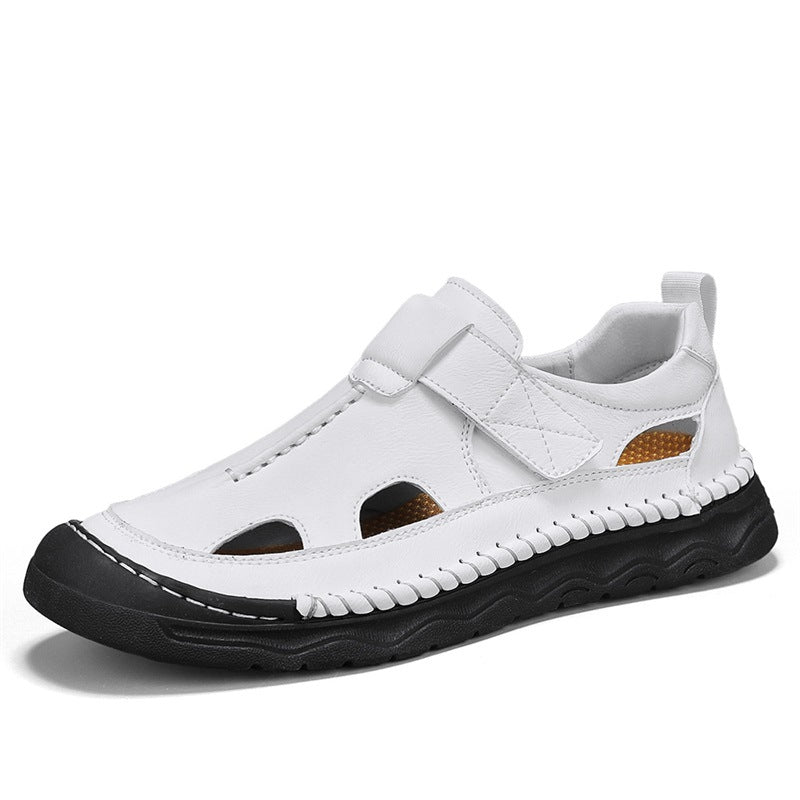 Herren Leder-Sandalen mit verstellbarem Klettverschluss und atmungsaktivem Design Drune