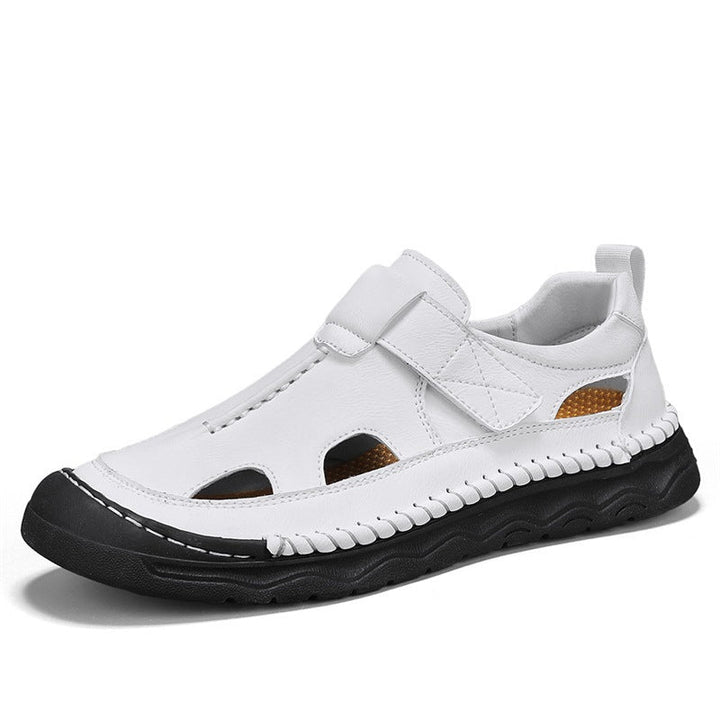 Herren Leder-Sandalen mit verstellbarem Klettverschluss und atmungsaktivem Design Drune