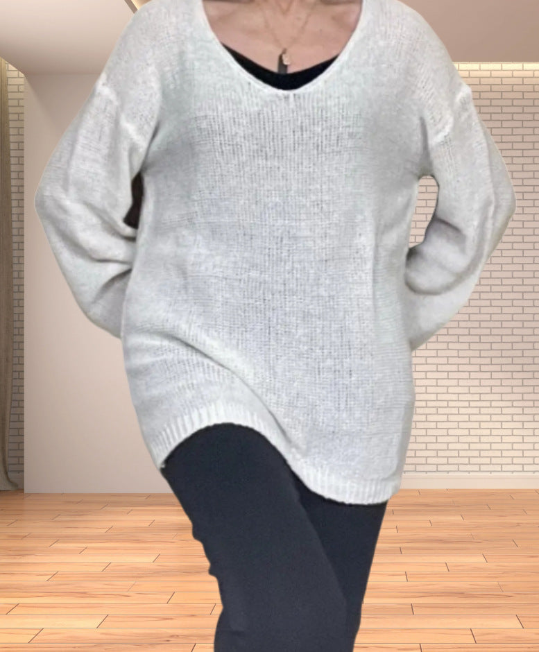 Damen Strickoberteil mit V-Ausschnitt und lässiger Passform Drune