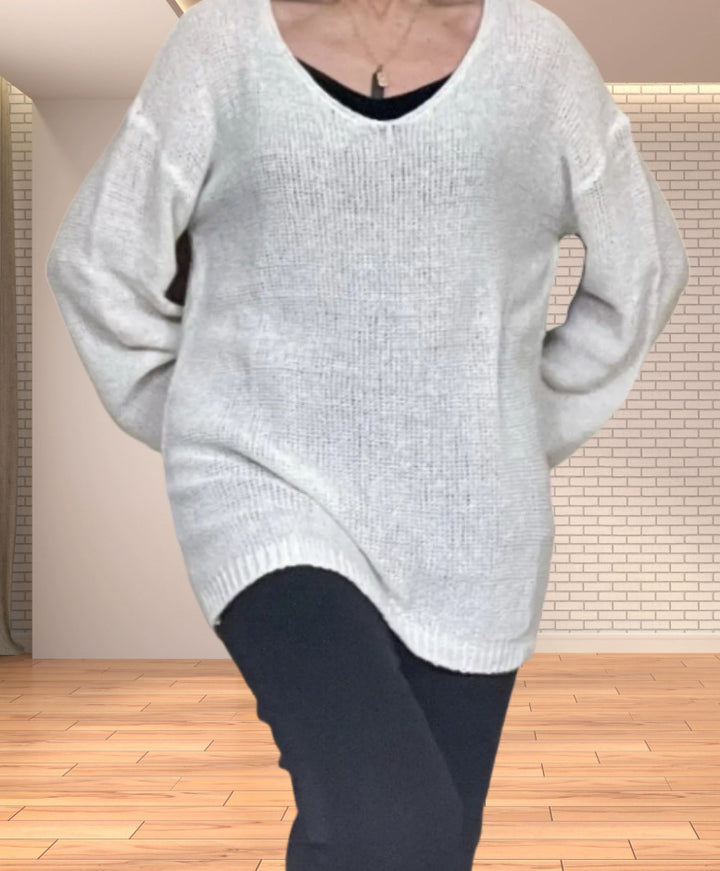 Damen Strickoberteil mit V-Ausschnitt und lässiger Passform Drune