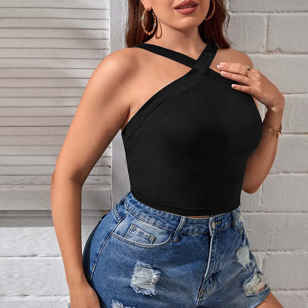 Damen Crop-Top mit asymmetrischem Design und verstellbaren Trägern Drune