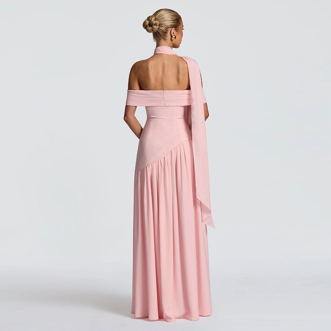 Damen Abendkleid mit schickem Schulterfreies Design und hohem Schlitz Drune