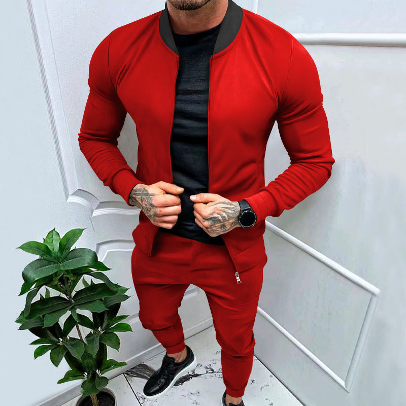 Herren nan sportlicher Freizeit-Trainingsanzug mit taillierter Bomberjacke und konisch zulaufender Jogginghose aus elastischer Baumwollmischung Drune