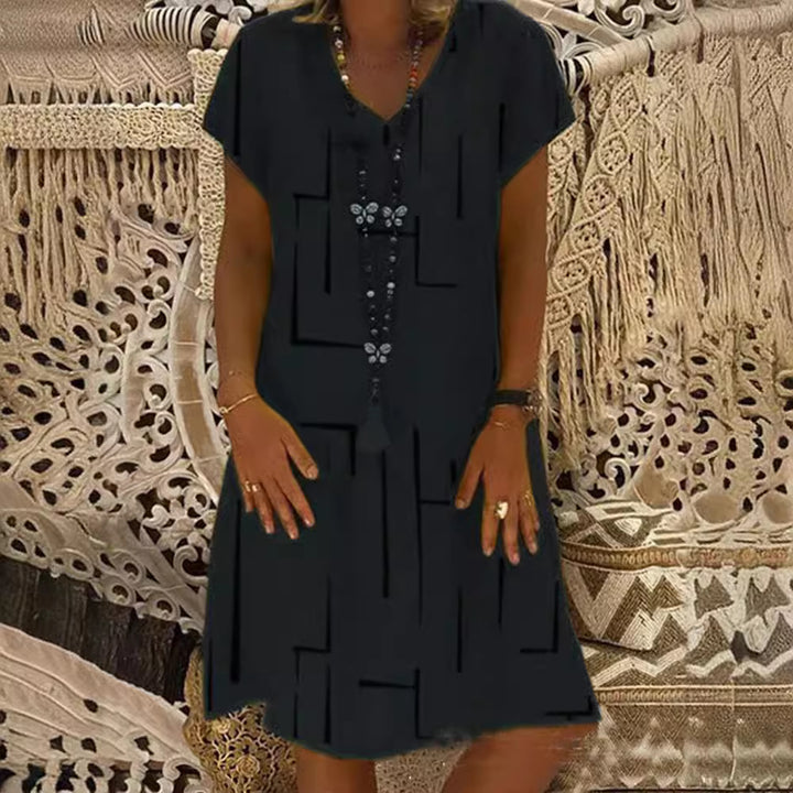 Damen Lässiges Sommerkleid mit modernem grafischem Design und schmeichelndem Schnitt Drune