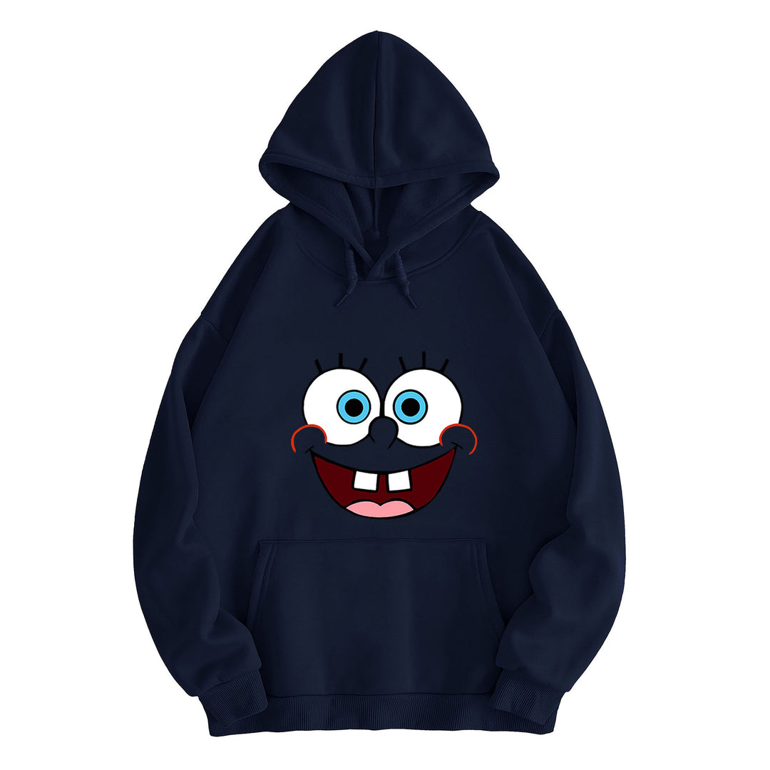 Damen nan Kapuzenpullover mit verspieltem Monstergesicht, Bandagen-Applikation und Kängurutasche Drune