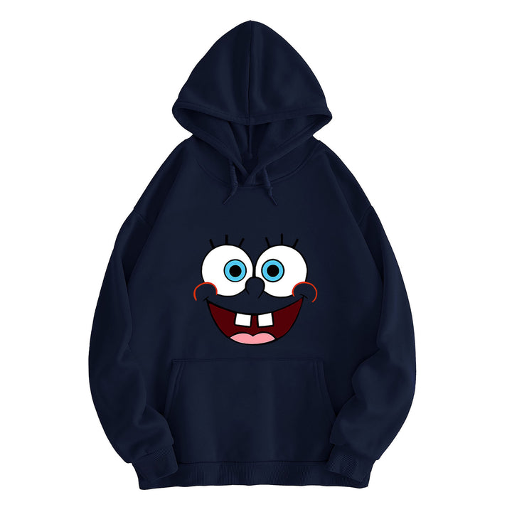 Damen nan Kapuzenpullover mit verspieltem Monstergesicht, Bandagen-Applikation und Kängurutasche Drune
