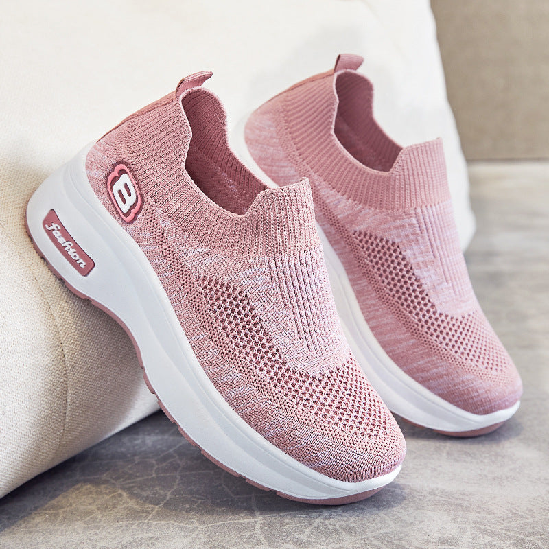 Damen nan atmungsaktive Strick-Sneaker mit Plateau-Sohle und elastischer Sockenkonstruktion Drune
