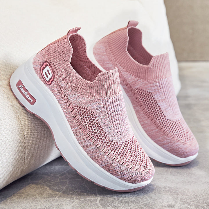 Damen nan atmungsaktive Strick-Sneaker mit Plateau-Sohle und elastischer Sockenkonstruktion Drune