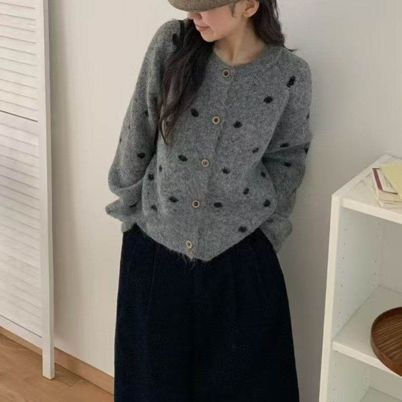Damen Kuscheliger Strickpullover mit Punktmuster Drune