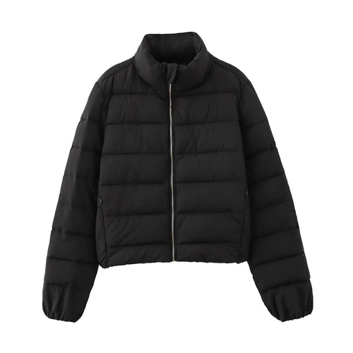 Damen Kurze gesteppte Jacke mit Stehkragen, Reißverschluss und elastischen Bündchen Drune