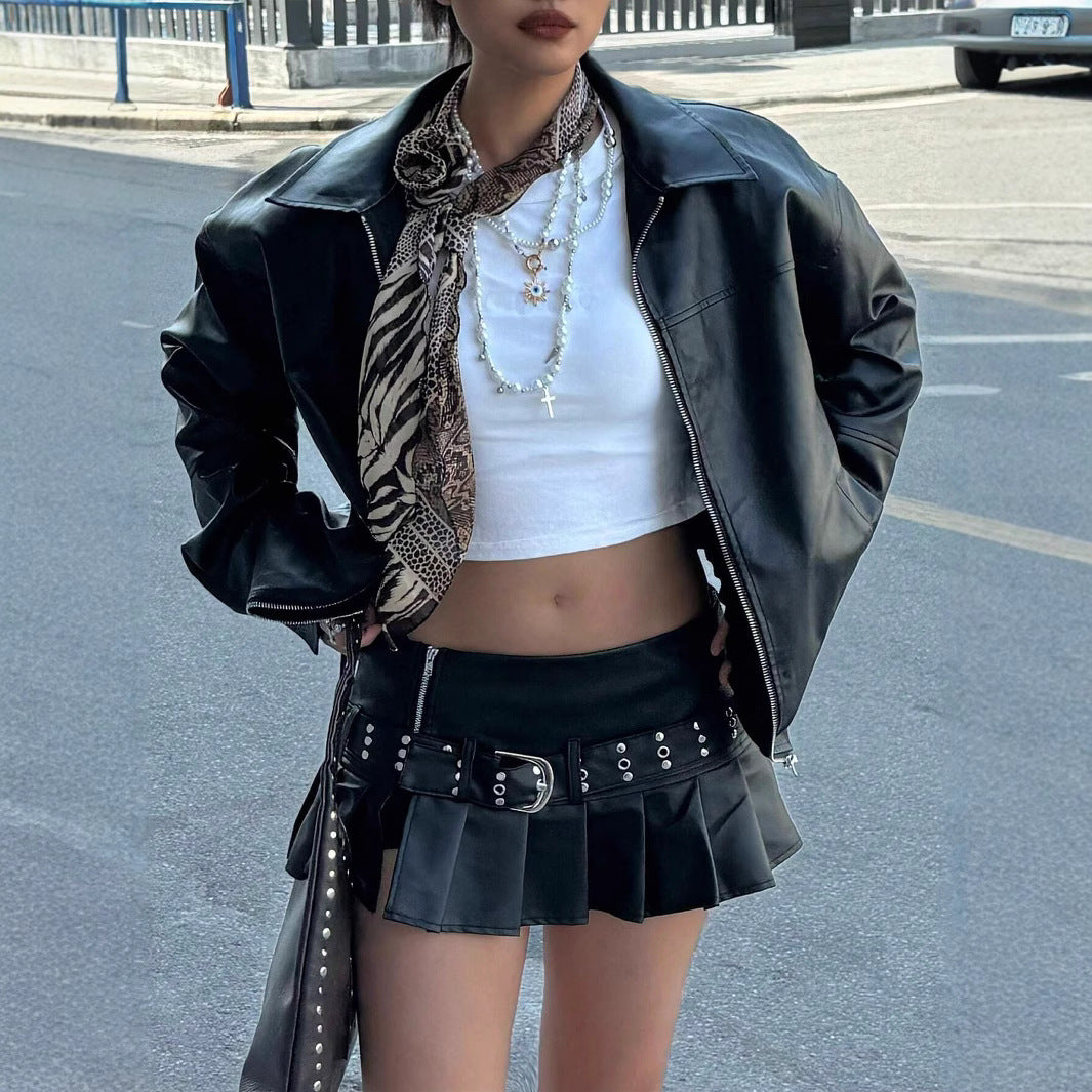 Damen Elegante und lässige Kunstlederjacke