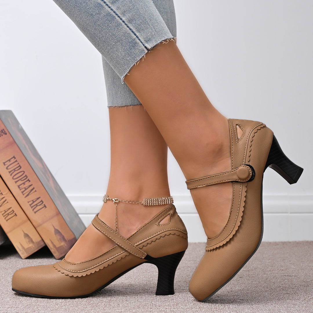 Damen Elegante Mary Jane Absatzschuhe mit verzierten Riemen und anatomischem Fußbett Drune