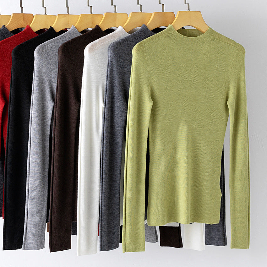 Damen Leichter Feinstrick-Pullover mit kurzem Stehkragen und schmaler Silhouette Drune